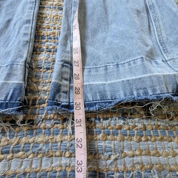 Distressed Flare Overalls Light Wash Denim Juniors M Wide Leg 2000s Y2K - Picture 5 of 10